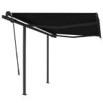 vidaXL Copertină retractabilă automat cu stâlpi, antracit, 3,5x2,5 m