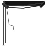 vidaXL Copertină retractabilă automat cu stâlpi, antracit, 3,5x2,5 m