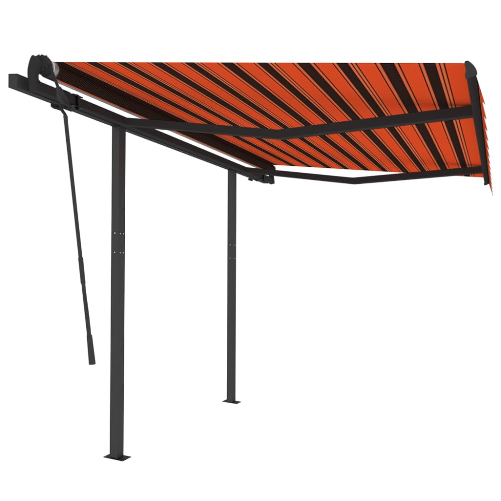 vidaXL Copertină retractabilă automat stâlpi portocaliu&maro 3,5x2,5 m