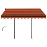 vidaXL Copertină retractabilă automat stâlpi portocaliu&maro 3,5x2,5 m vidaXL Copertină retractabilă automat stâlpi portocaliu&maro 3,5x2,5 m