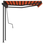 vidaXL Copertină retractabilă automat stâlpi portocaliu&maro 3,5x2,5 m vidaXL Copertină retractabilă automat stâlpi portocaliu&maro 3,5x2,5 m