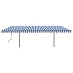 vidaXL Copertină retractabilă manual cu stâlpi, albastru & alb, 6x3 m vidaXL Copertină retractabilă manual cu stâlpi, albastru & alb, 6x3 m