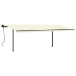 vidaXL Copertină retractabilă manual cu stâlpi, crem, 6x3 m vidaXL Copertină retractabilă manual cu stâlpi, crem, 6x3 m
