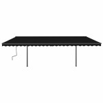 vidaXL Copertină retractabilă manual cu stâlpi, antracit, 6x3 m