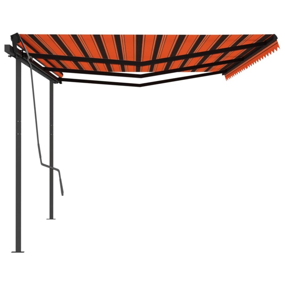 vidaXL Copertină retractabilă manual cu stâlpi, portocaliu/maro, 6x3 m