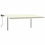 vidaXL Copertină retractabilă manual cu LED, crem, 6x3 m vidaXL Copertină retractabilă manual cu LED, crem, 6x3 m