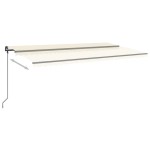 vidaXL Copertină retractabilă manual cu LED, crem, 6x3 m vidaXL Copertină retractabilă manual cu LED, crem, 6x3 m