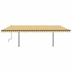 vidaXL Copertină retractabilă manual cu LED, galben & alb, 6x3 m vidaXL Copertină retractabilă manual cu LED, galben & alb, 6x3 m