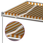 vidaXL Copertină retractabilă manual cu LED, galben & alb, 6x3 m vidaXL Copertină retractabilă manual cu LED, galben & alb, 6x3 m