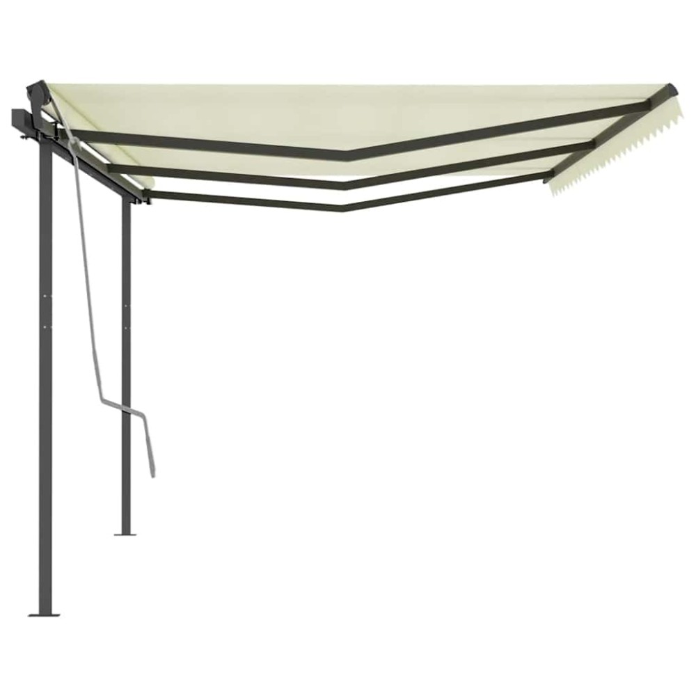 vidaXL Copertină retractabilă automat, cu stâlpi, crem, 6x3 m