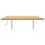 vidaXL Copertină retractabilă automat, cu stâlpi, galben & alb, 6x3 m