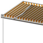 vidaXL Copertină retractabilă automat, cu stâlpi, galben & alb, 6x3 m