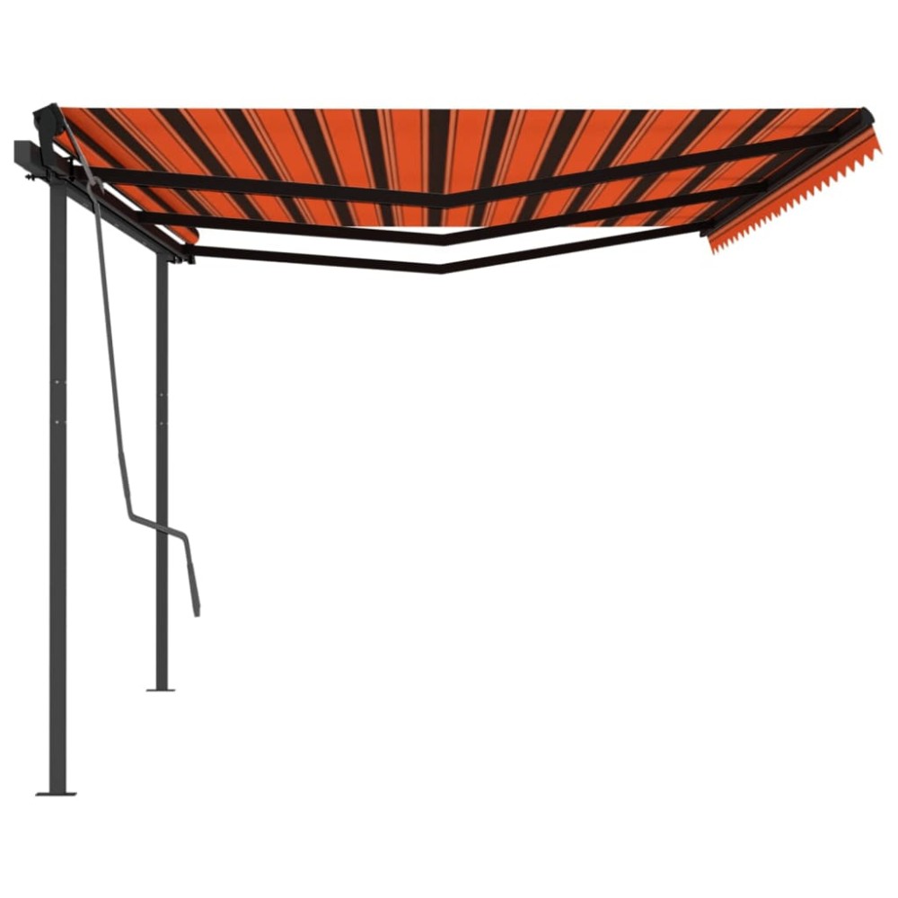 vidaXL Copertină retractabilă automat, stâlpi, portocaliu&maro, 6x3 m