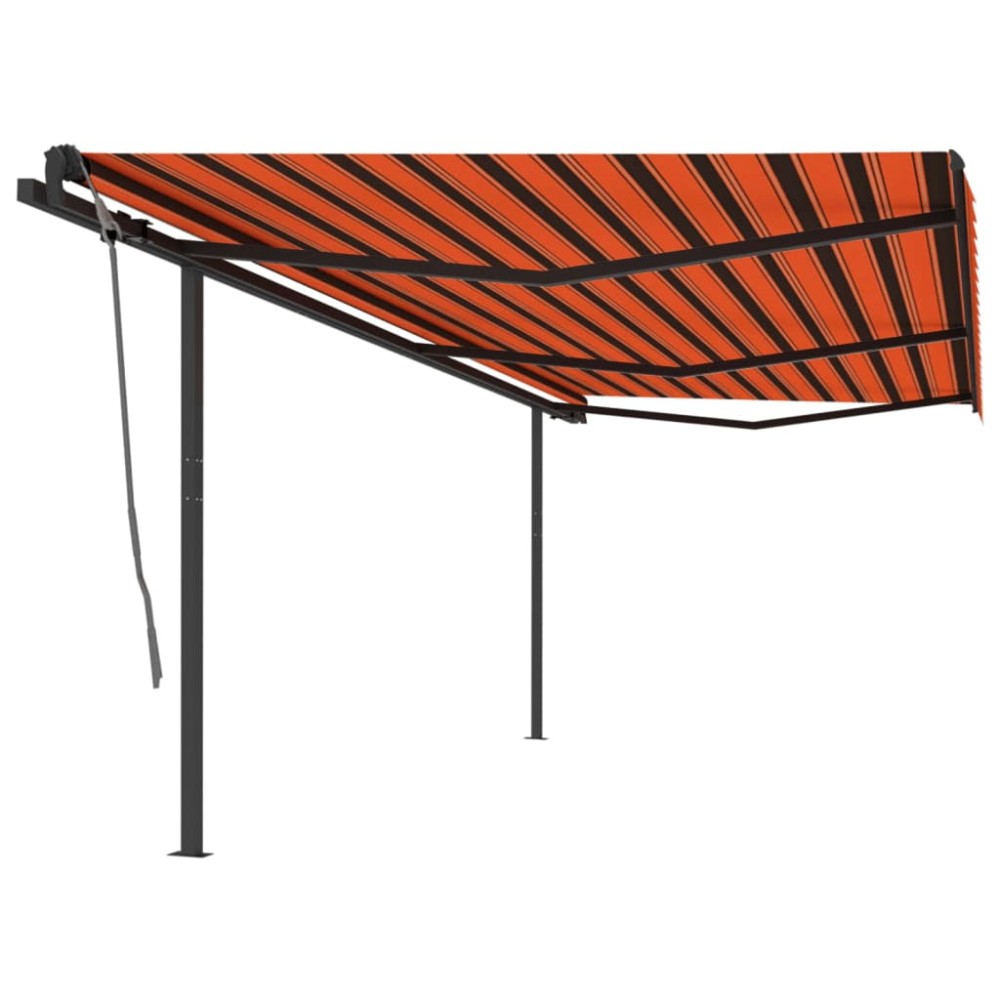 vidaXL Copertină retractabilă automat, stâlpi, portocaliu&maro, 6x3 m