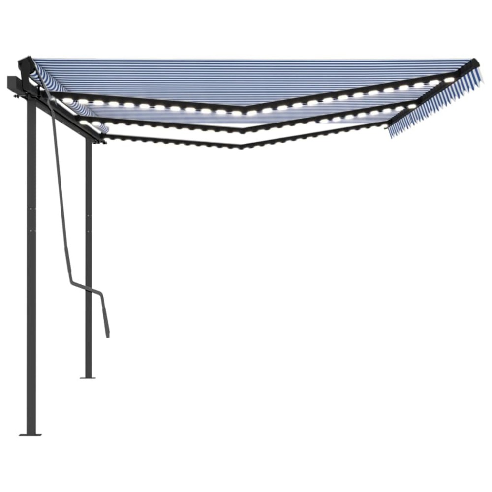 vidaXL Copertină automată cu senzor vânt & LED, albastru & alb, 6x3 m