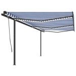 vidaXL Copertină automată cu senzor vânt & LED, albastru & alb, 6x3 m vidaXL Copertină automată cu senzor vânt & LED, albastru & alb, 6x3 m