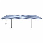 vidaXL Copertină automată cu senzor vânt & LED, albastru & alb, 6x3 m vidaXL Copertină automată cu senzor vânt & LED, albastru & alb, 6x3 m