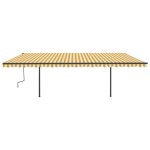 vidaXL Copertină automată cu senzor vânt & LED, galben&alb, 6x3 m vidaXL Copertină automată cu senzor vânt & LED, galben&alb, 6x3 m