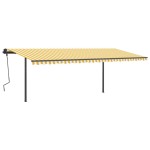 vidaXL Copertină automată cu senzor vânt & LED, galben&alb, 6x3 m vidaXL Copertină automată cu senzor vânt & LED, galben&alb, 6x3 m
