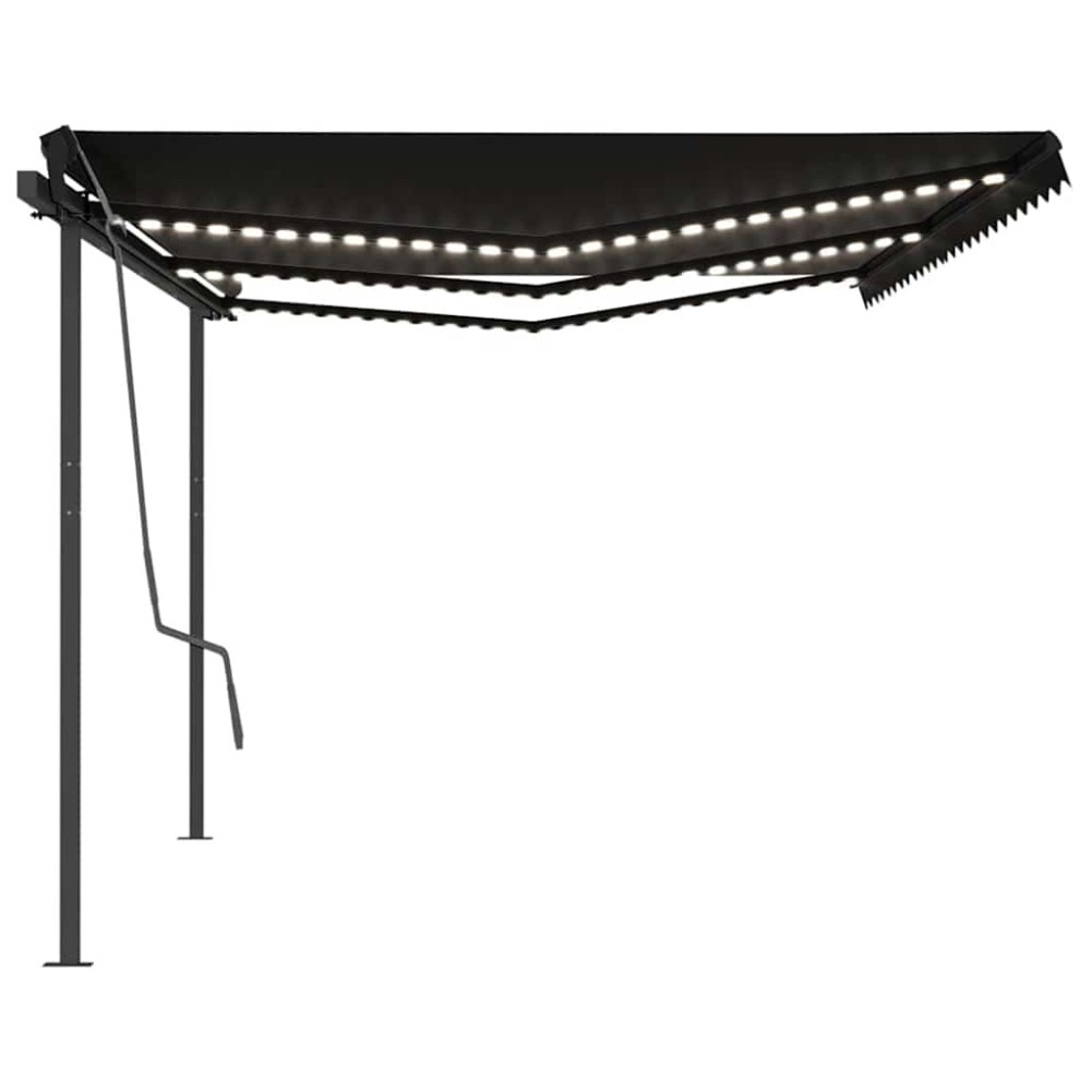 vidaXL Copertină automată cu senzor vânt & LED, antracit, 6x3 m