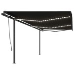 vidaXL Copertină automată cu senzor vânt & LED, antracit, 6x3 m vidaXL Copertină automată cu senzor vânt & LED, antracit, 6x3 m