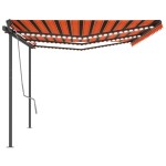 vidaXL Copertină automată cu senzor vânt & LED, portocaliu/maro, 6x3 m vidaXL Copertină automată cu senzor vânt & LED, portocaliu/maro, 6x3 m