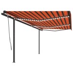 vidaXL Copertină automată cu senzor vânt & LED, portocaliu/maro, 6x3 m vidaXL Copertină automată cu senzor vânt & LED, portocaliu/maro, 6x3 m