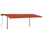 vidaXL Copertină automată cu senzor vânt & LED, portocaliu/maro, 6x3 m vidaXL Copertină automată cu senzor vânt & LED, portocaliu/maro, 6x3 m