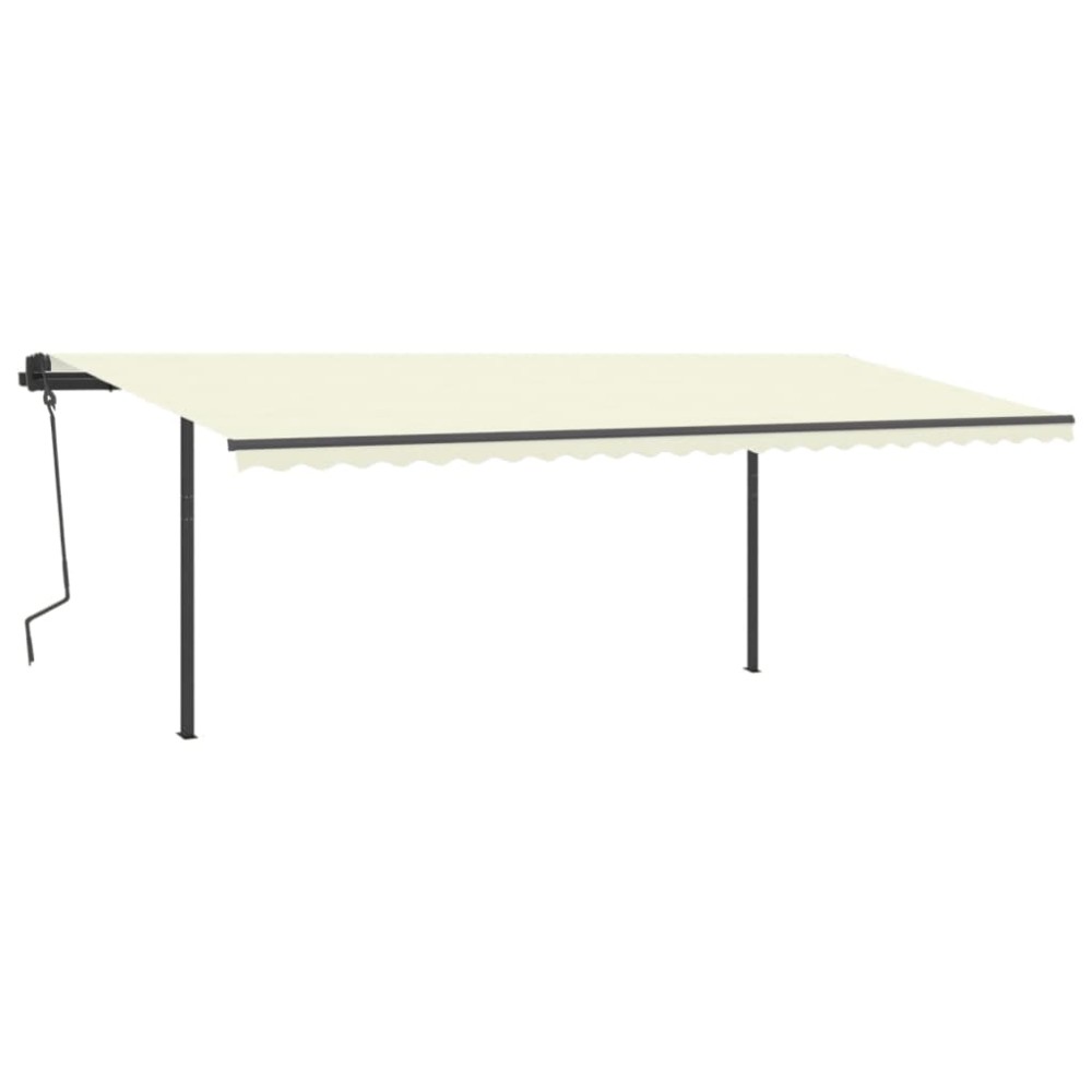 vidaXL Copertină retractabilă automat, cu stâlpi, crem, 6x3,5 m