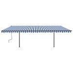 vidaXL Copertină automată cu senzor vânt&LED, albastru și alb, 6x3,5 m