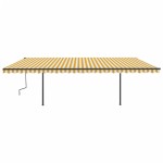 vidaXL Copertină automată cu senzor vânt&LED, galben și alb, 6x3,5 m vidaXL Copertină automată cu senzor vânt&LED, galben și alb, 6x3,5 m