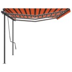 vidaXL Copertină automată cu senzor vânt&LED, portocaliu&maro, 6x3,5 m