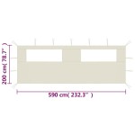 vidaXL Perete lateral foișor cu ferestre, 6x2 m, crem vidaXL Perete lateral foișor cu ferestre, 6x2 m, crem