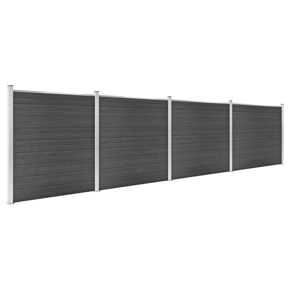 vidaXL Set de panouri de gard, negru, 699x186 cm, WPC