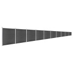 vidaXL Set de panouri de gard, negru, 1737x186 cm, WPC vidaXL Set de panouri de gard, negru, 1737x186 cm, WPC