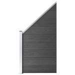 vidaXL Set de panouri de gard, negru, 1311x(105-186) cm, WPC vidaXL Set de panouri de gard, negru, 1311x(105-186) cm, WPC