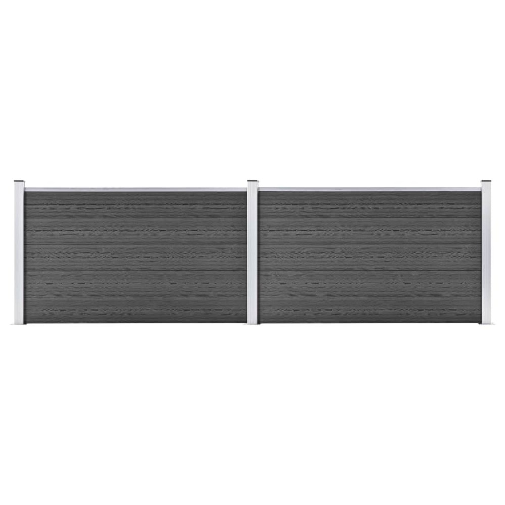 vidaXL Set de panouri de gard, negru, 353 x 105 cm, WPC