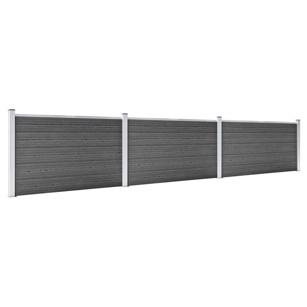 vidaXL Set de panouri de gard, negru, 526 x 105 cm, WPC