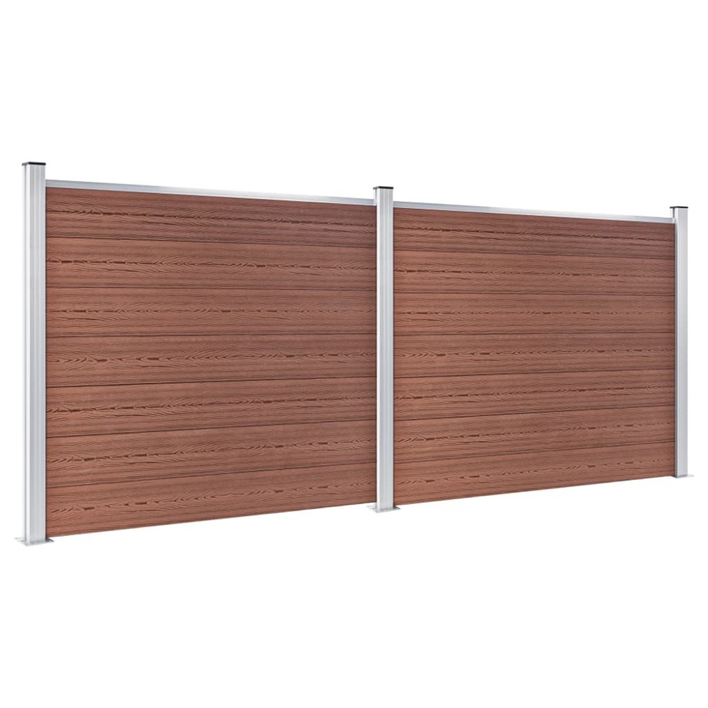 vidaXL Set panouri gard, 353x146 cm, maro, WPC