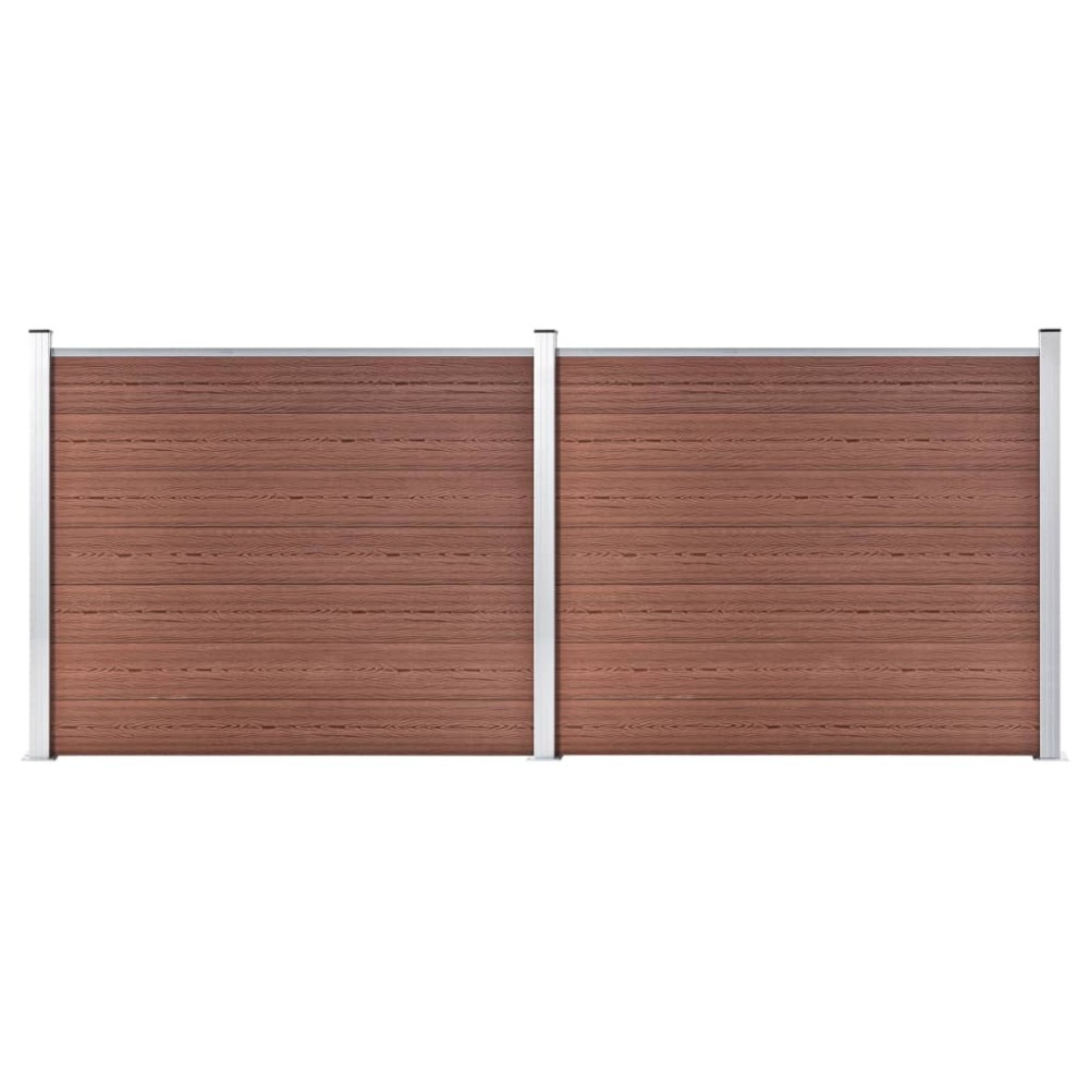 vidaXL Set panouri gard, 353x146 cm, maro, WPC