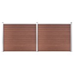 vidaXL Set panouri gard, 353x146 cm, maro, WPC