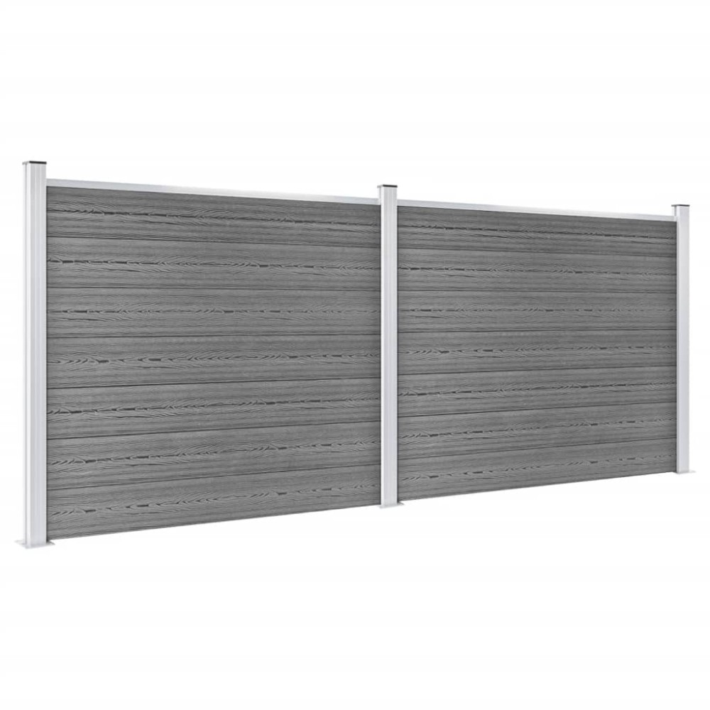 vidaXL Set panouri gard, 353x146 cm, gri, WPC