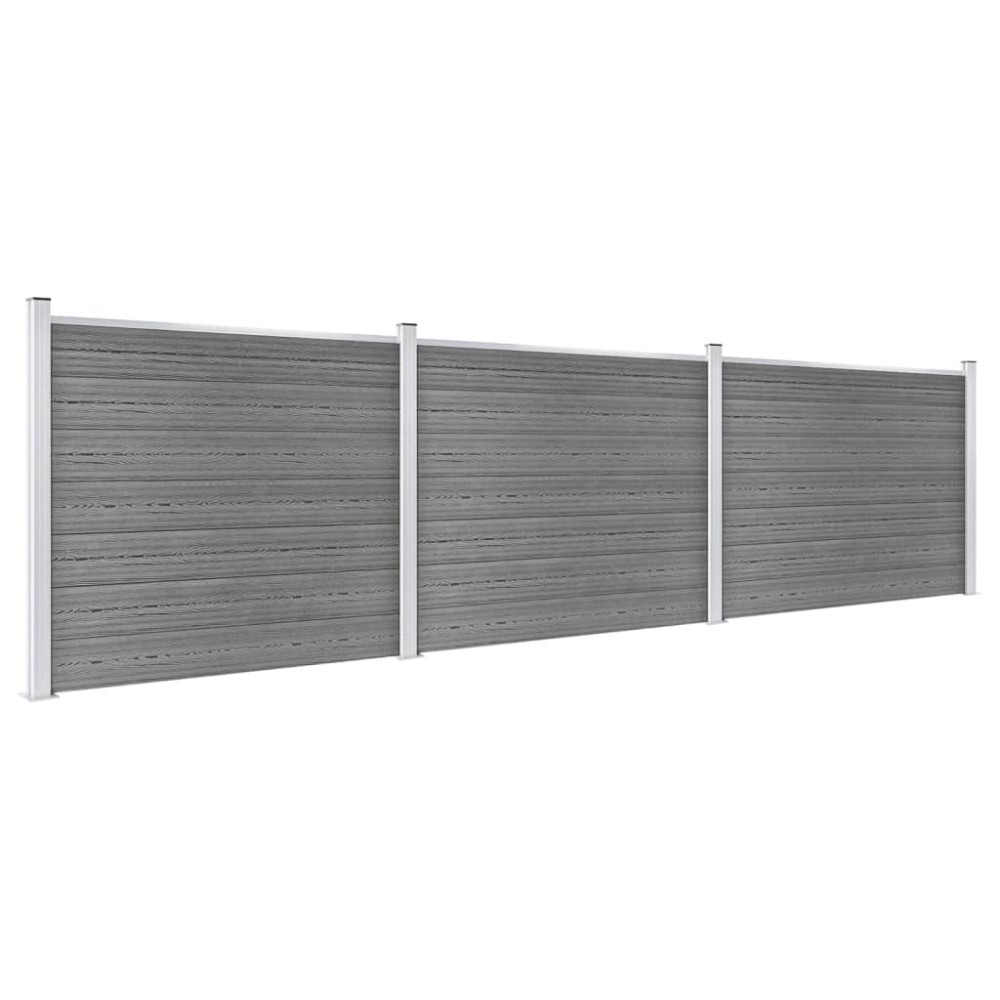 vidaXL Set panouri gard, 526x146 cm, gri, WPC