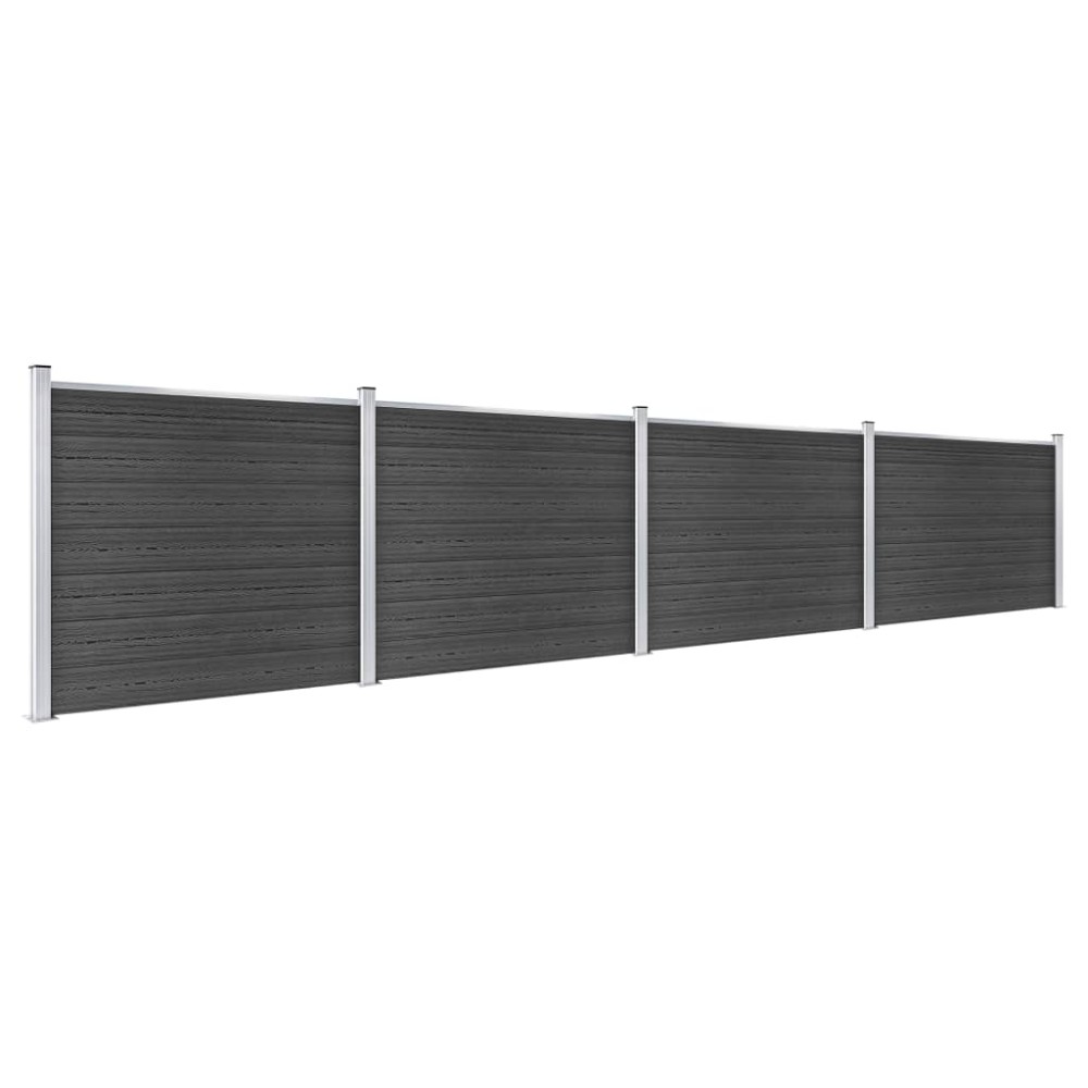 vidaXL Set panouri gard, 699x146 cm, gri, WPC