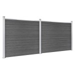 vidaXL Set panouri gard, 353x146 cm, negru, WPC