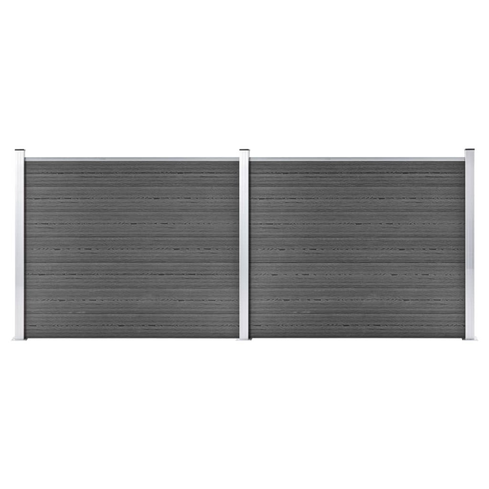 vidaXL Set panouri gard, 353x146 cm, negru, WPC