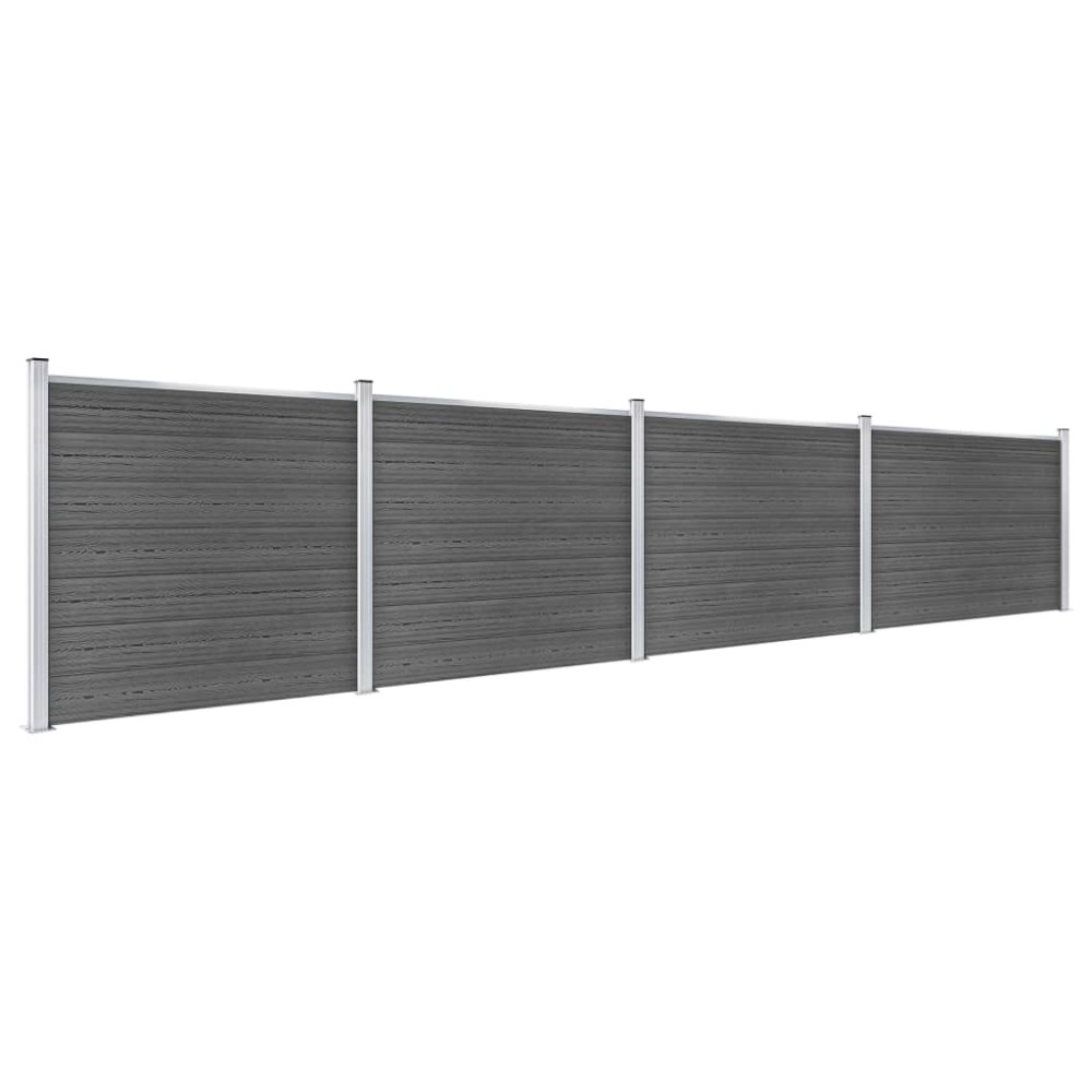 vidaXL Set panouri gard, 699x146 cm, negru, WPC