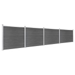 vidaXL Set panouri gard, 699x146 cm, negru, WPC