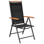 vidaXL Set mobilier de grădină, 9 piese, negru, aluminiu