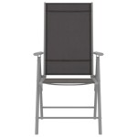 vidaXL Set mobilier de grădină, 7 piese, argintiu și negru, aluminiu